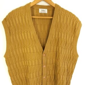 Vtg Titleist By Corbin Sweater Vest Men's XXL Brown Cable Knit Button Front